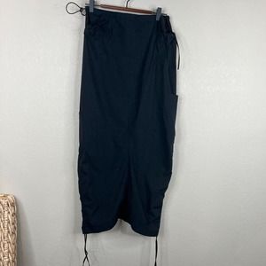 Tiger Mist Women's Elastic Waist Maxi Skirt Pockets‎ Solid Black Size XXS